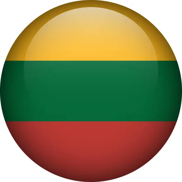 Vector illustration of Lithuania flag button. Emblem of Lithuania. Vector flag, symbol. Colors and proportion correctly.