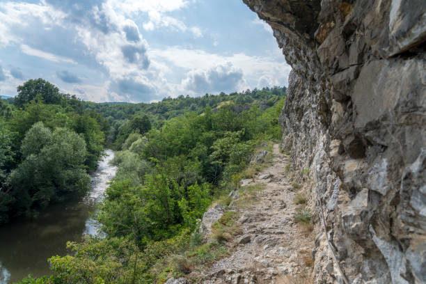 Footpath at rocky passage at the Black river in National park Nera-Beusnica.