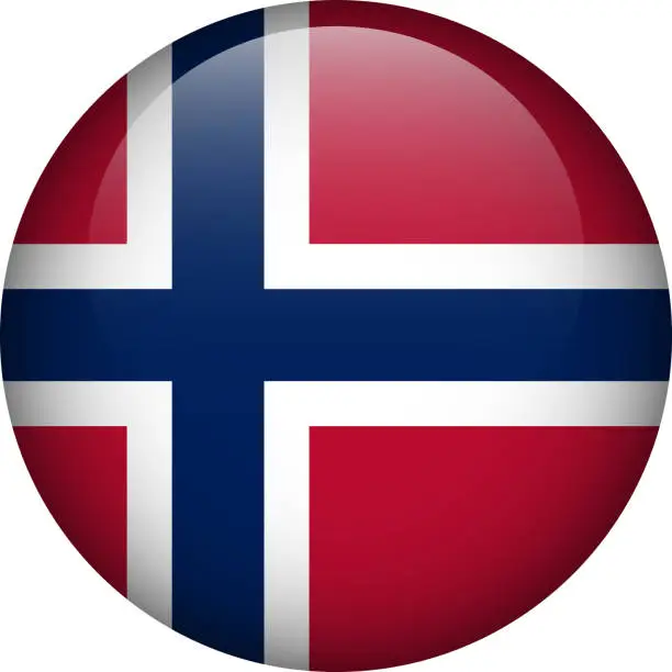Vector illustration of Norway flag button. Emblem of Norway. Vector flag, symbol. Colors and proportion correctly.