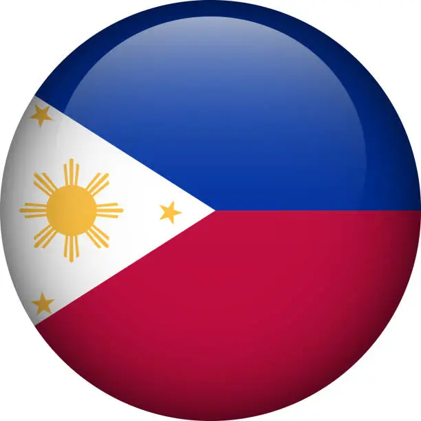 Vector illustration of Philippines flag button. Emblem of Philippines. Vector flag, symbol. Colors and proportion correctly.