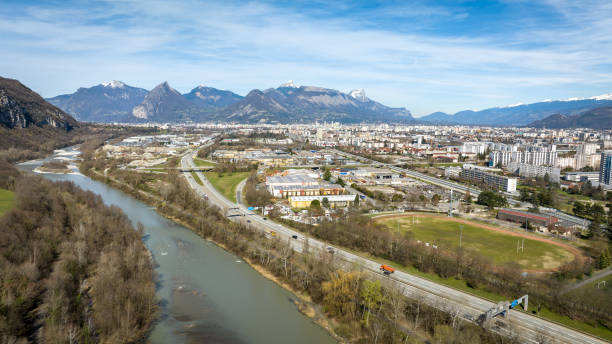 istock Aerial panoramic view of the agglomeration of Grenoble 1475124184