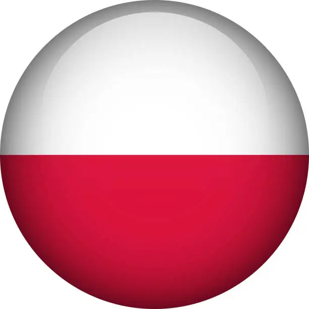 Vector illustration of Poland flag button. Emblem of Poland. Vector flag, symbol. Colors and proportion correctly.