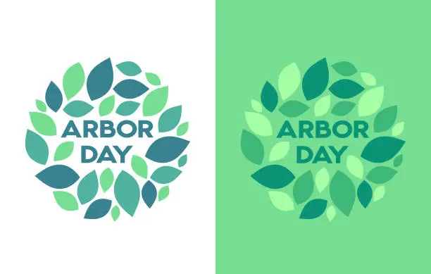 Vector illustration of Arbor Day Leaf Wreath Round Circle Design Element