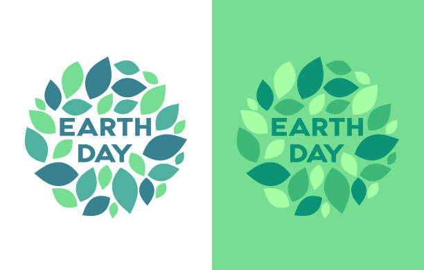 Earth Day Leaf Wreath Round Circle Design Element Earth day leaf circle round wreath design element. earthday stock illustrations