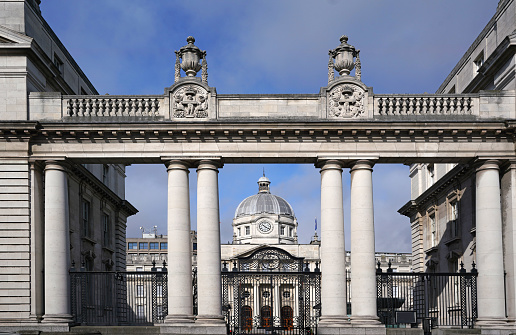 Classical style government building in Dublin, office of the Prime Minister of Ireland