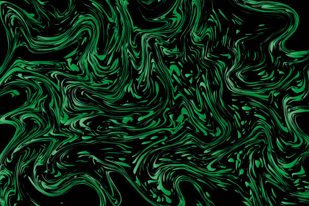 ilustrações, clipart, desenhos animados e ícones de textura de fundo de mármore preto ou líquido com traços verdes - oil painting flash