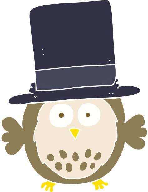 istock flat color illustration of owl wearing top hat 1475128645