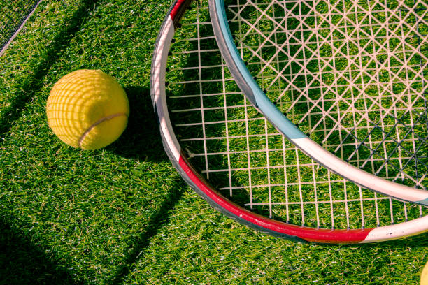 istock Tennis Equipment for Game on Grass 1475129308