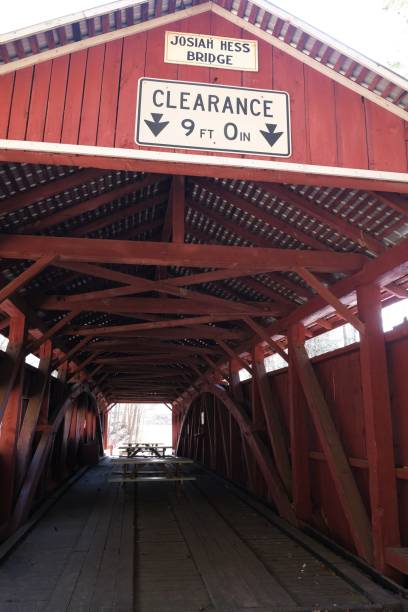 Historic wooden Josiah Hess covered bridge