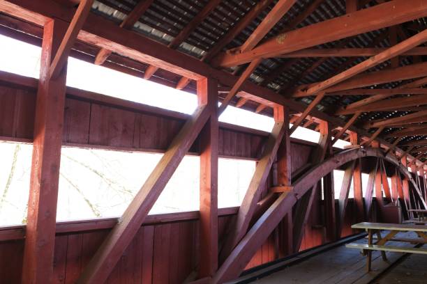Historic wooden Josiah Hess covered bridge