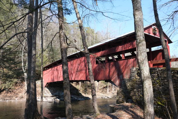 Historic wooden Josiah Hess covered bridge
