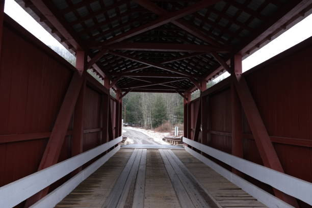 Historic red wooden Kramer covered bridge