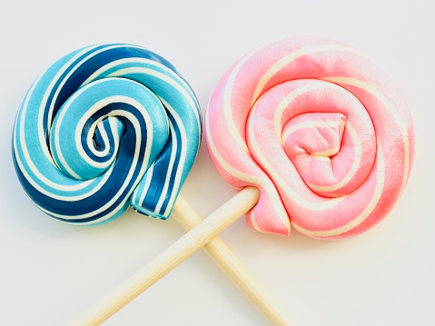 Pink and blue lollipops for gender reveal party. OLYMPUS DIGITAL CAMERA