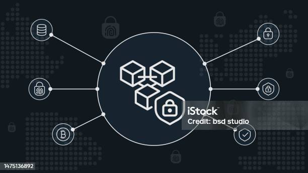 Block Chain Security Icon Blockchain Security Concept Banner Template Stock Illustration ...