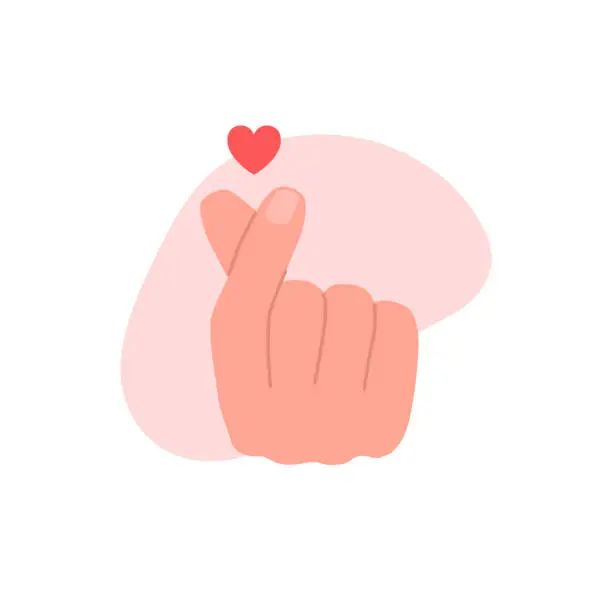 Vector illustration of Korean heart hand gesture.