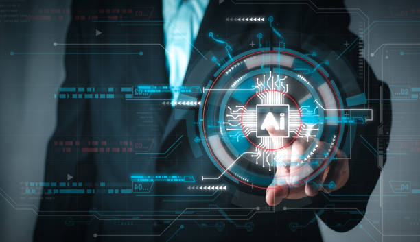 istock Businessman touching  Artificial Intelligence (AI) in the futuristic business and coding software development on interface and synchronize network connection, IoT, innovative, Technology concept. 1475153694