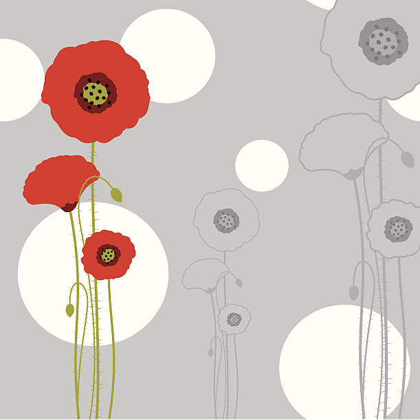 Abstract springtime red poppy background vector art illustration