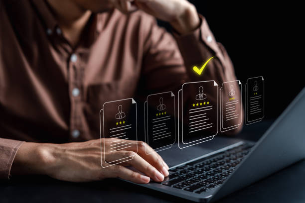 istock Customer review satisfaction feedback survey concept, User give rating to service experience on online application, Customer can evaluate quality of service leading to reputation ranking of business. 1475162598