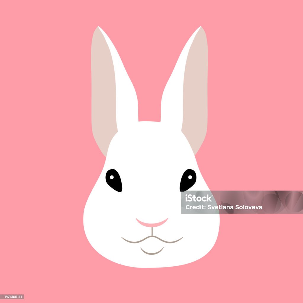 Hand Drawn Rabbit Face Vector Flat Hand Drawn Rabbit Bunny Face Stock Illustration - Download ...