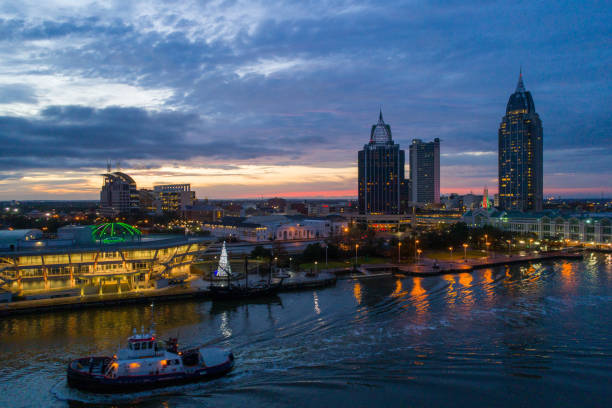 istock Mobile, Alabama waterfront skyline at sunset 1475169950