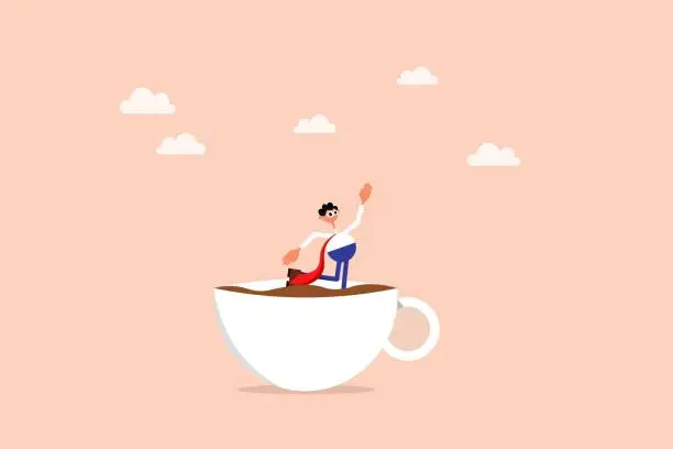 Vector illustration of First coffee before a hard day at work