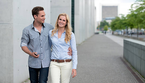 istock Young couple listing to music 147517494
