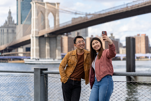 Two Asian friends traveling to New York