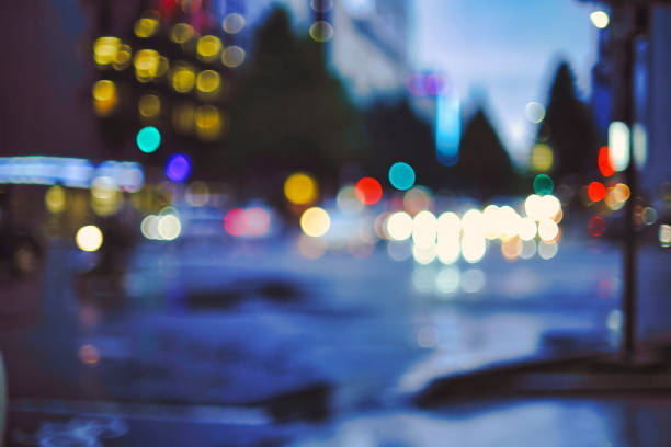 Night city and colorful light blur
