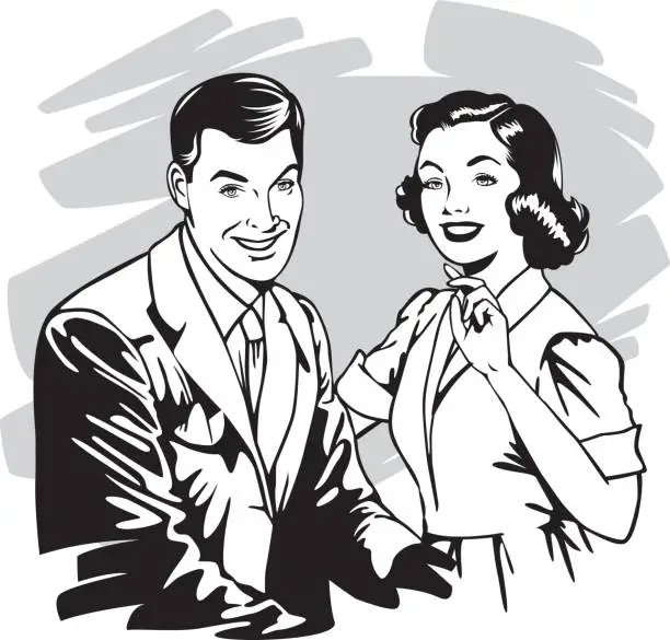 Vector illustration of vintage couple