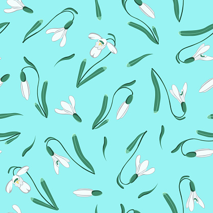 Vector Seamless Image Of Snowdrops A Color Pattern With The First ...