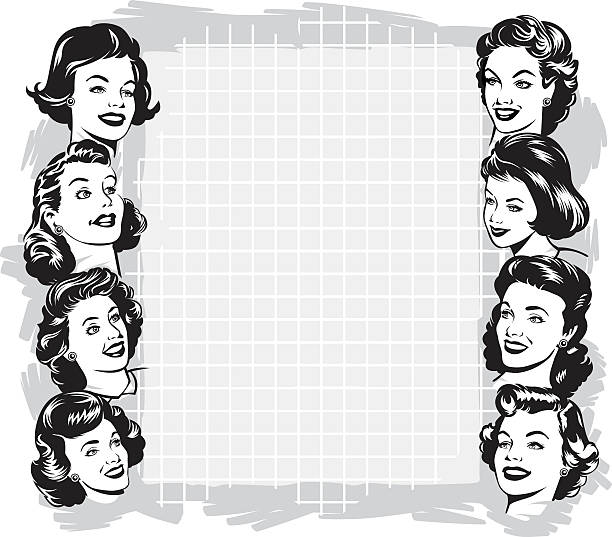 bildbanksillustrationer, clip art samt tecknat material och ikoner med vintage woman with copy space - hemmavarande förälder