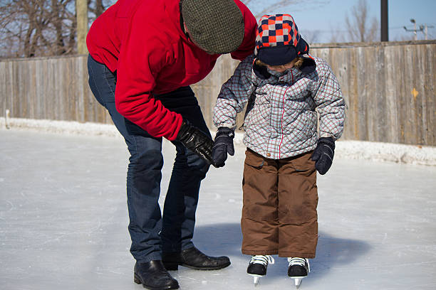 istock Father teaching son how to ice skate 147518745