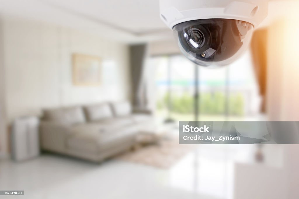 Cctv In Room Living Room Interior With Comfortable Sofa View Through Cctv Security ...