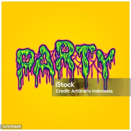 istock Scary party melted word lettering text illustrations 1475192609
