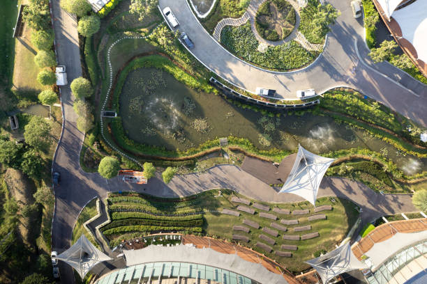 istock Garden, park in aerial view or top view. 1475192679