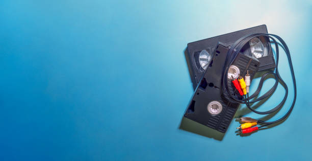 istock Retro VHS Video Tape and Wires for Video Recorder. 1475194556