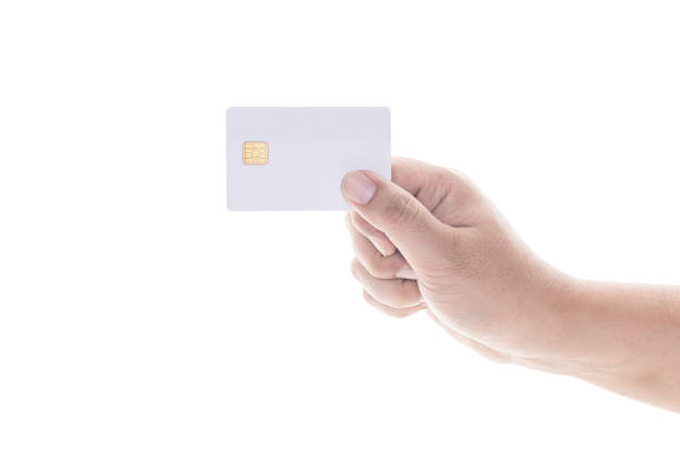 istock Hand holding credit card isolated on white background with clipping path. 1475198537