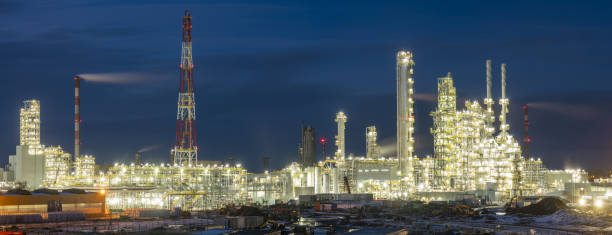 istock Poland's newly established polymer factory-night view 1475199587