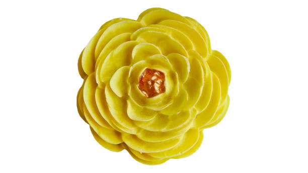 istock Mango flavor, Sam Pan Nee traditional Thai handcraft snack Isolated, white background with clipping path, authentic Royal famous Thai sweets dessert, cutout 1475200898