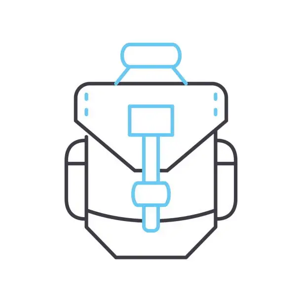 Vector illustration of backpack bag line icon, outline symbol, vector illustration, concept sign