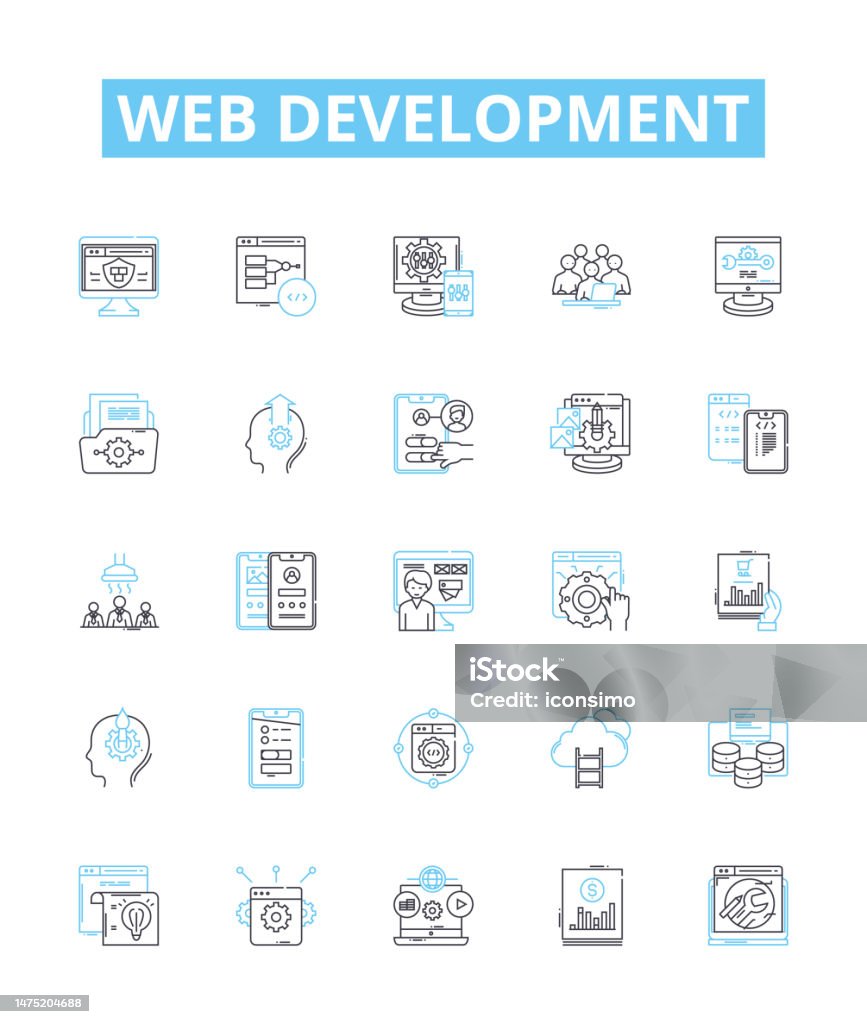 Kumpulan Ikon Garis Vektor Pengembangan Web Web Pengembangan Html Css ...