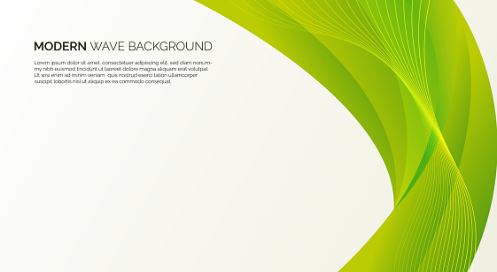 White and green wavy vector abstract background illustration with curved lines and gradient
