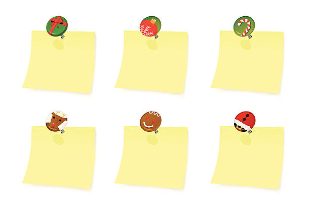 More Christmas Push Pin Thumbtacks with Paper Note vector art illustration