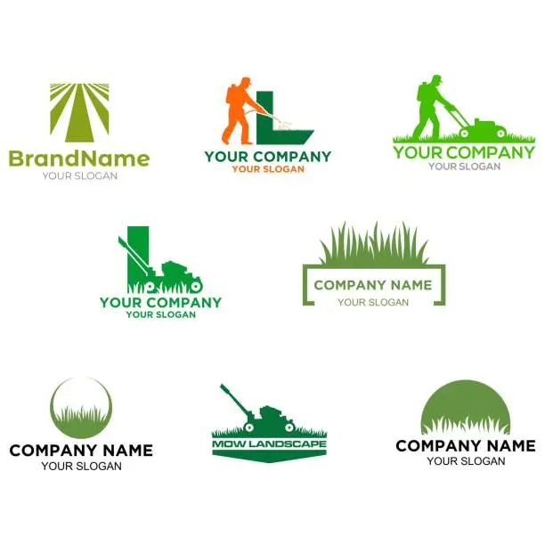 Vector illustration of set collection lawn care icons