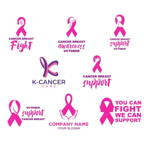 Vector illustration of set collection of breast cancer logo