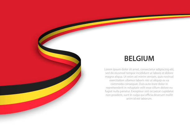 illustrazioni stock, clip art, cartoni animati e icone di tendenza di bandierina dell'onda del belgio con lo sfondo del copyspace - bandiera del belgio