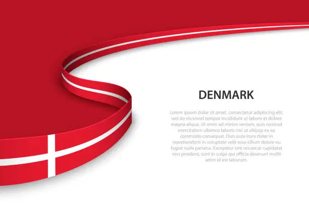 Vector illustration of Wave flag of Denmark with copyspace background