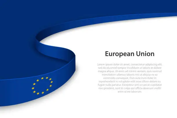 Vector illustration of Wave flag of European Union with copyspace background