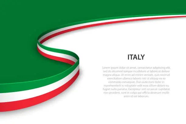 Vector illustration of Wave flag of Italy with copyspace background