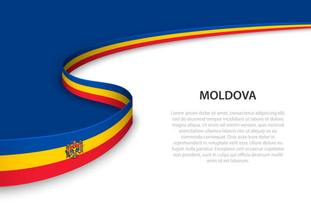 Wave flag of Moldova with copyspace background Wave flag of Moldova with copyspace background. Banner or ribbon vector template moldovan flag stock illustrations
